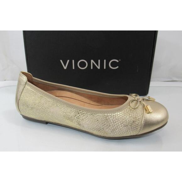 Vionic Minna Orthopedic Ballet Flat Shoes Comfort Supportive Gold Size 8 - Picture 1 of 7